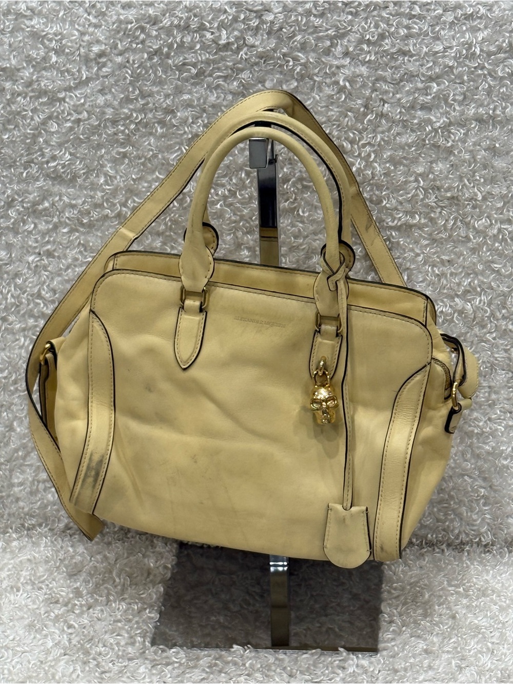 Alexander McQueen Beige / Tan padlock crossbody bag